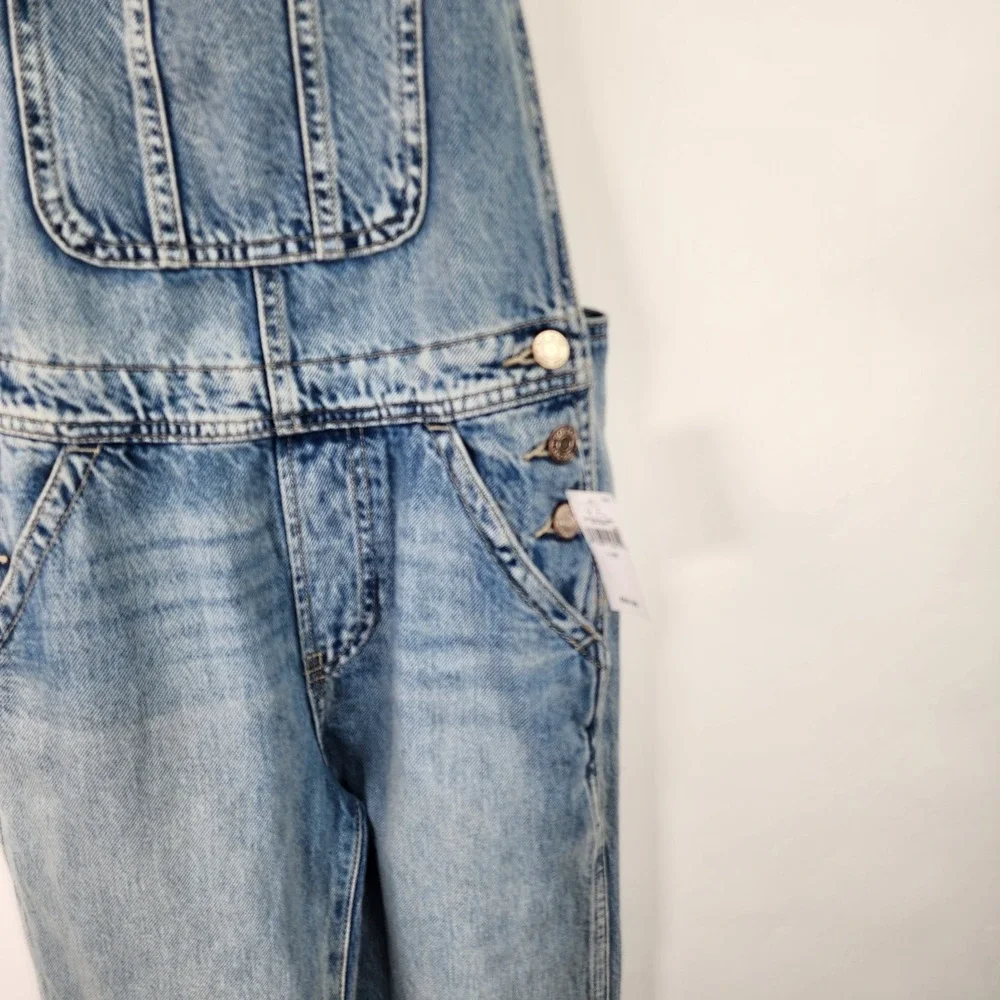 GAP Denim Overalls Pants Kids L (10) Light Wash Front Bib Pocket
